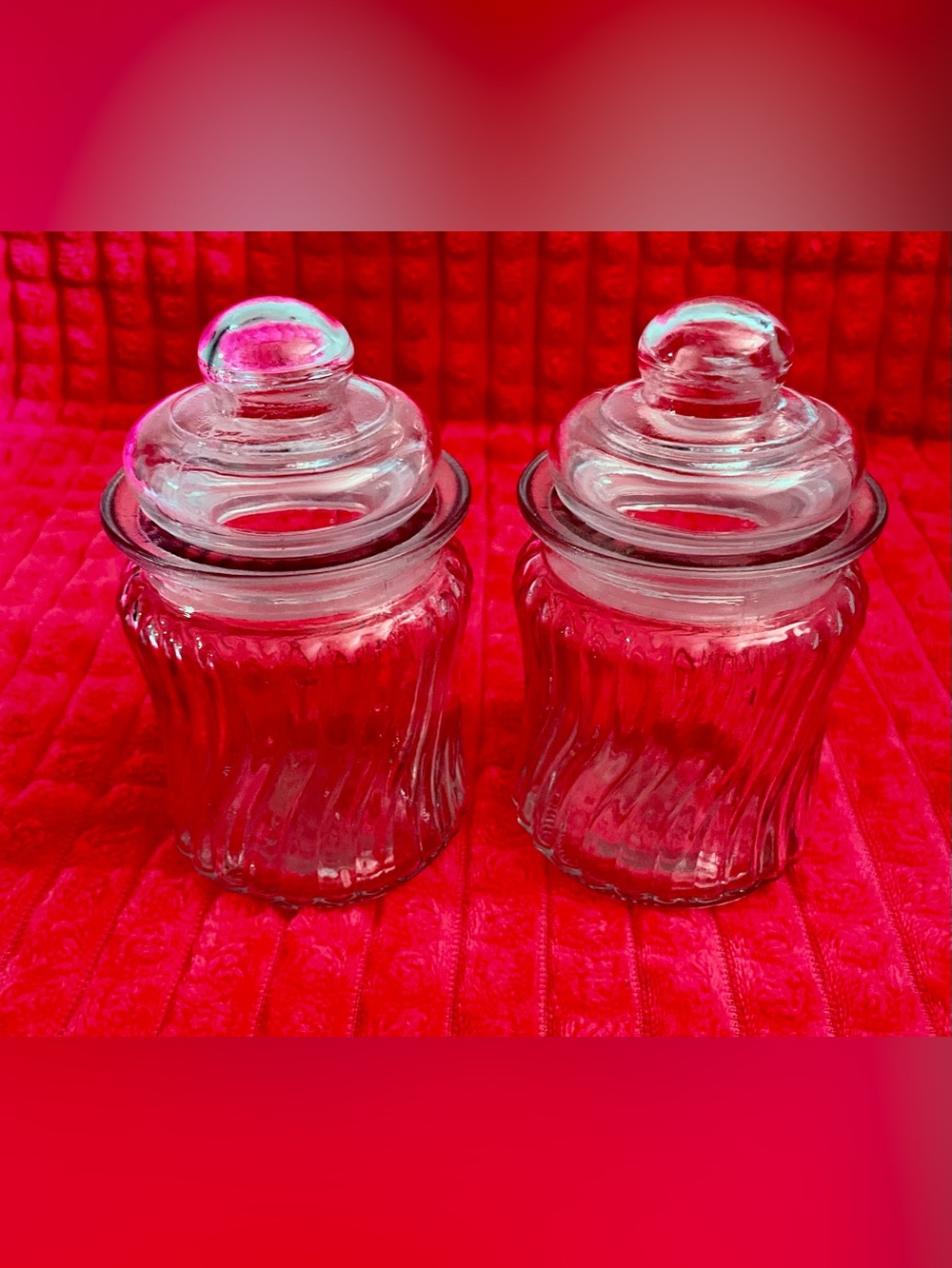 Set of 2 Ribbed Tight Seal Jar with Bubble Gum Style Lid Apothecary